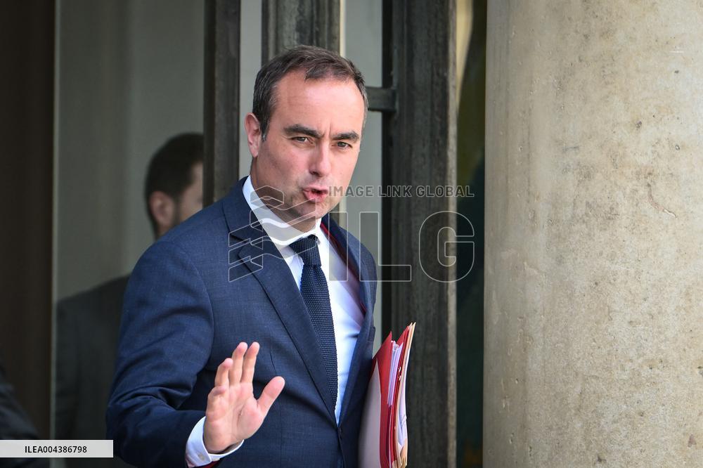 French Minister for the Armed Forces Sebastien Lecornu exits the Elysee FA