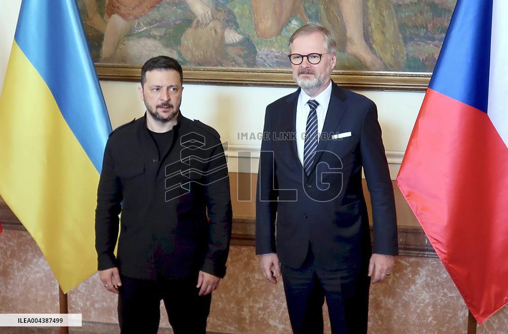 Briefing of Volodymyr Zelenskyy and Petr Fiala in Prague