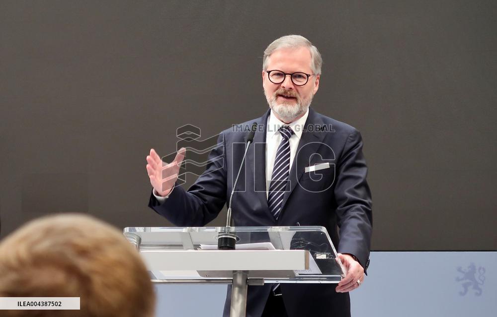 Briefing of Volodymyr Zelenskyy and Petr Fiala in Prague
