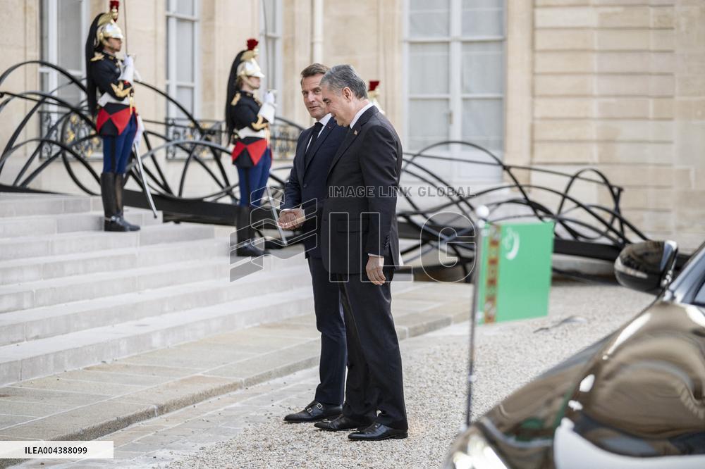 Macron Hosts Berdymukhamedo For Working Dinner At Elysee - Paris