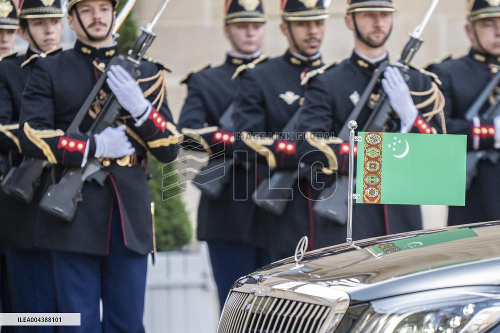 Macron Hosts Berdymukhamedo For Working Dinner At Elysee - Paris