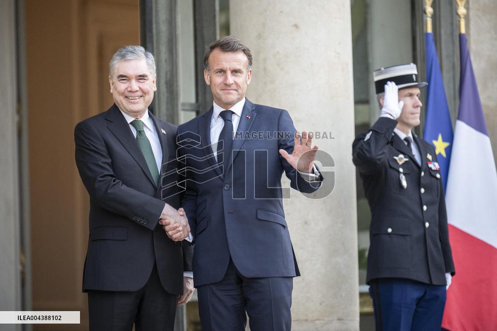 Macron Hosts Berdymukhamedo For Working Dinner At Elysee - Paris