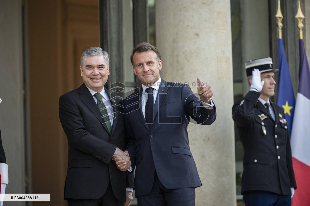 Macron Hosts Berdymukhamedo For Working Dinner At Elysee - Paris
