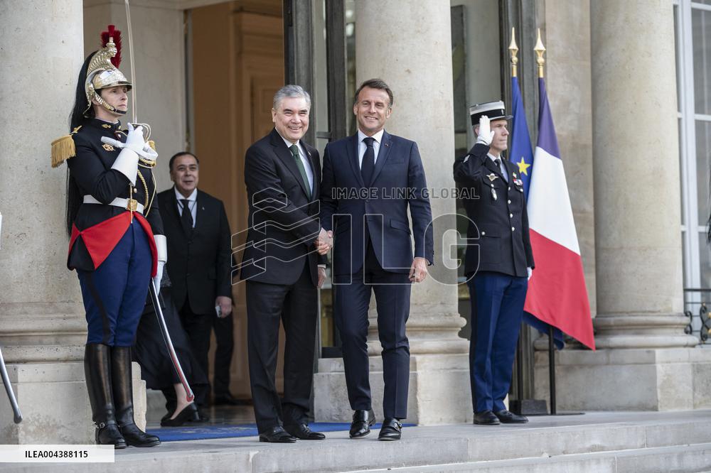 Macron Hosts Berdymukhamedo For Working Dinner At Elysee - Paris