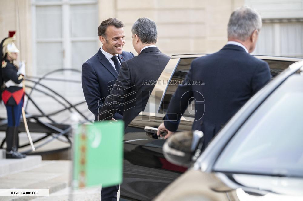 Macron Hosts Berdymukhamedo For Working Dinner At Elysee - Paris
