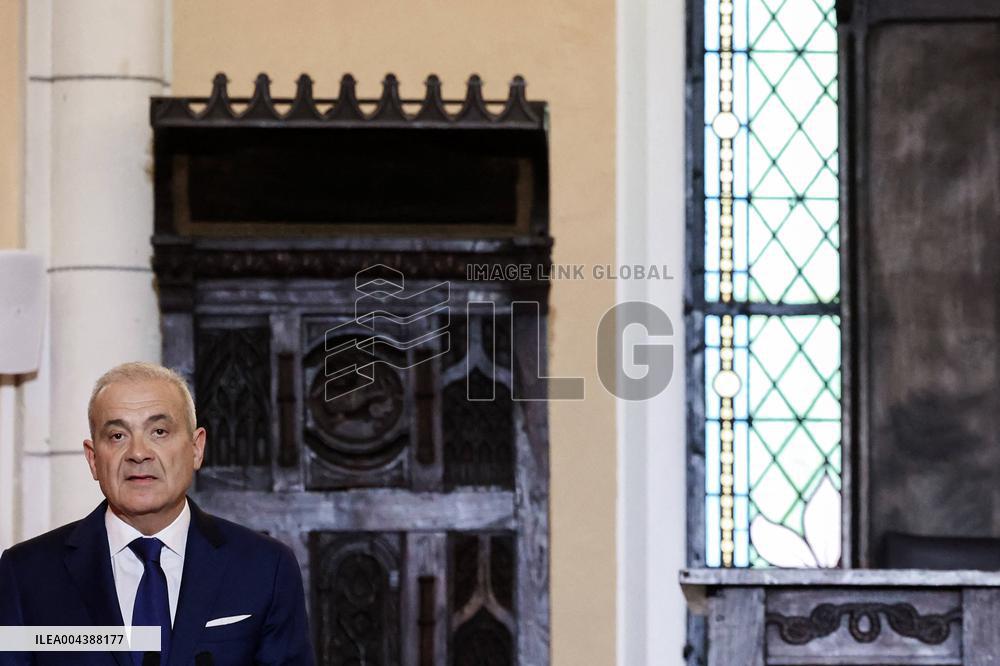 President Macron Delivers A Speech At The Grande Loge Of France - Paris