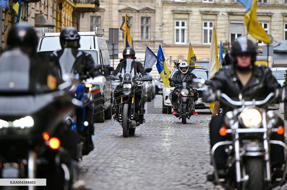 Bikers mark 11 years of Azov Brigade in Lviv