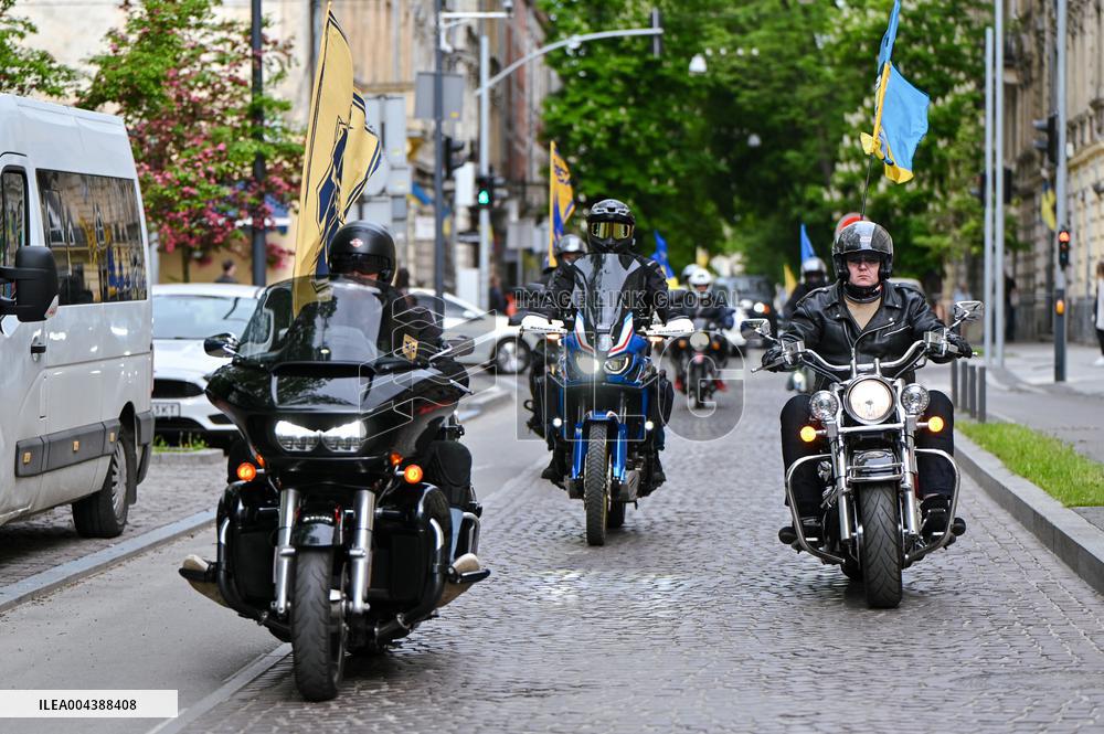 Bikers mark 11 years of Azov Brigade in Lviv