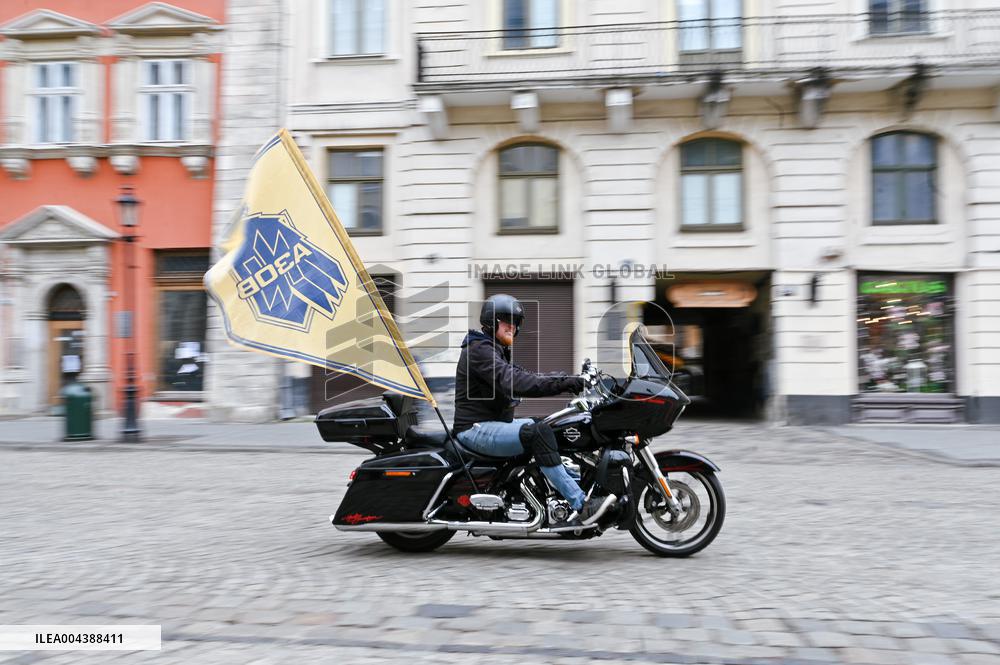 Bikers mark 11 years of Azov Brigade in Lviv