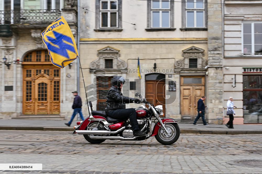 Bikers mark 11 years of Azov Brigade in Lviv
