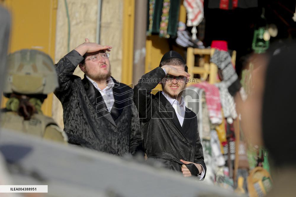Israeli Forces Escort Settlers - Hebron