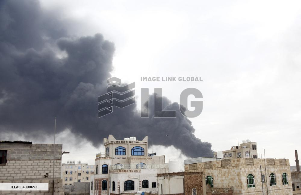 Israeli Airstrikes Hit Sanaa And Amran, Yemen