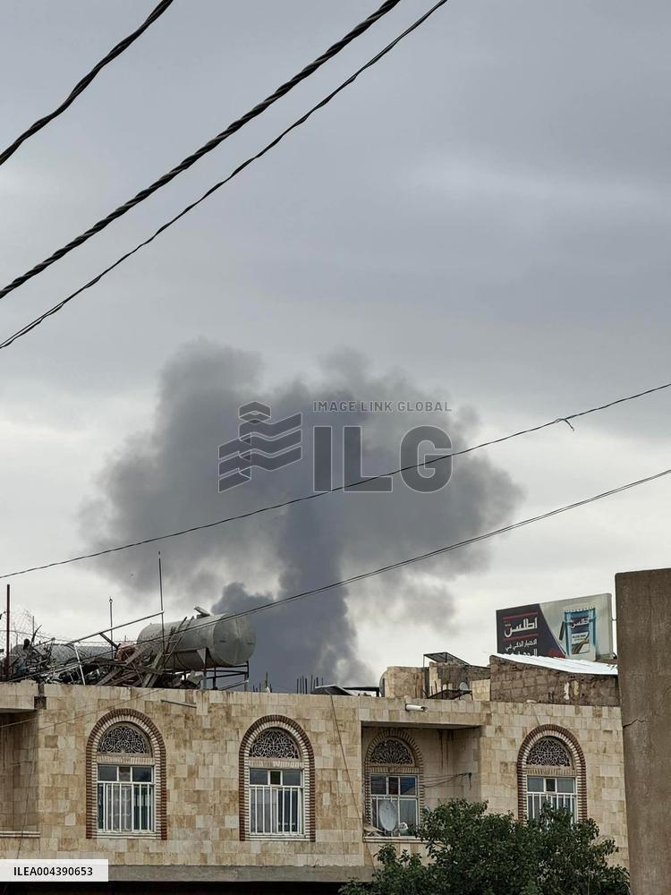 Israeli Airstrikes Hit Sanaa And Amran, Yemen