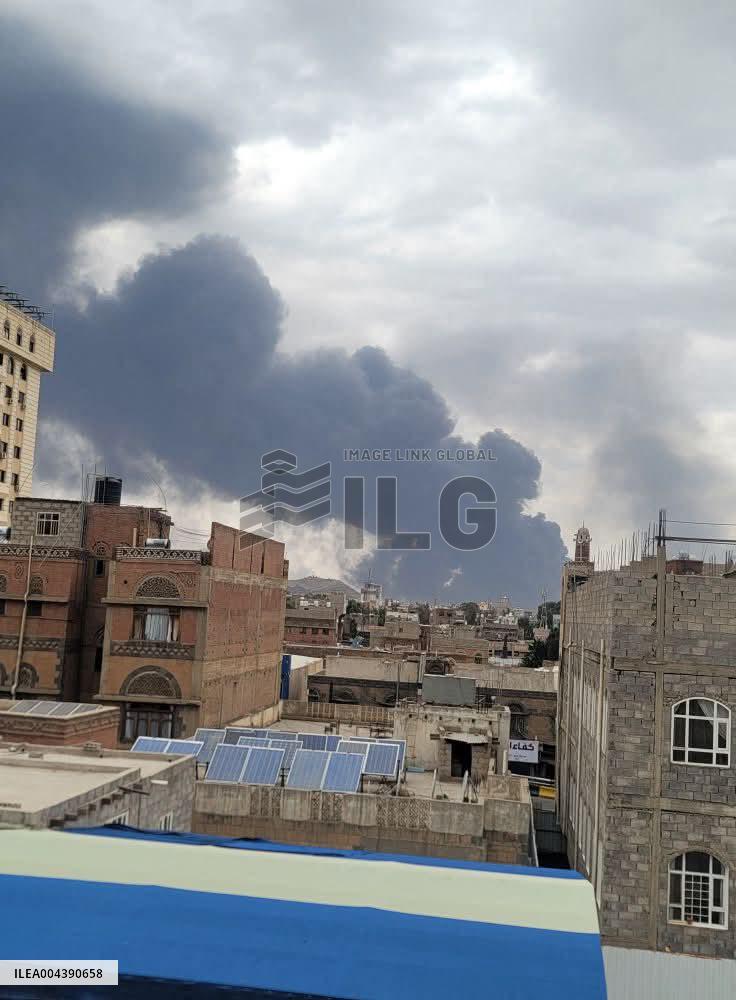 Israeli Airstrikes Hit Sanaa And Amran, Yemen