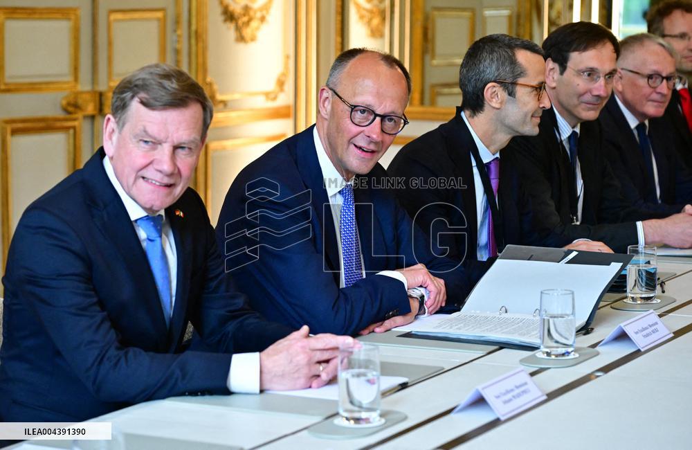 Macron and Merz Meet at Elysee Palace - Paris