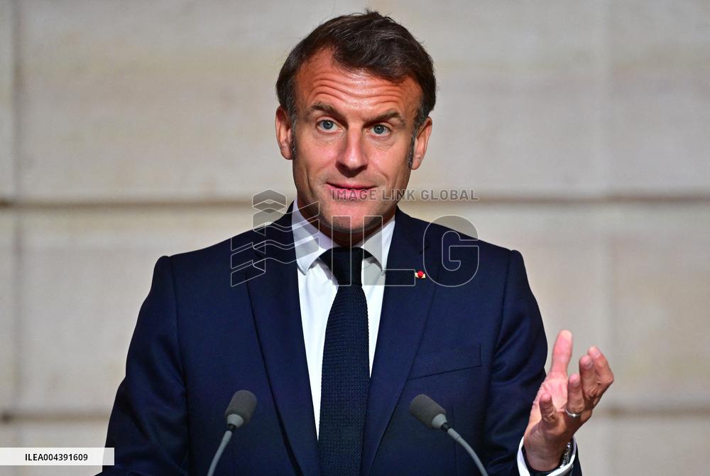 Macron and Merz Hold Joint Press Conference at Elysee - Paris