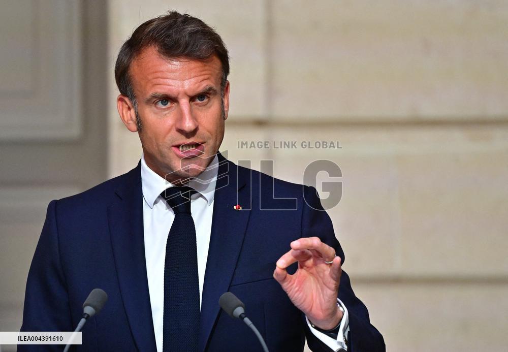Macron and Merz Hold Joint Press Conference at Elysee - Paris