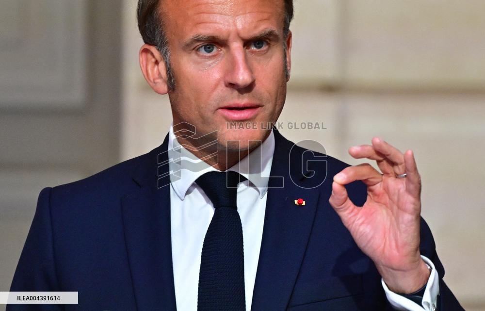 Macron and Merz Hold Joint Press Conference at Elysee - Paris