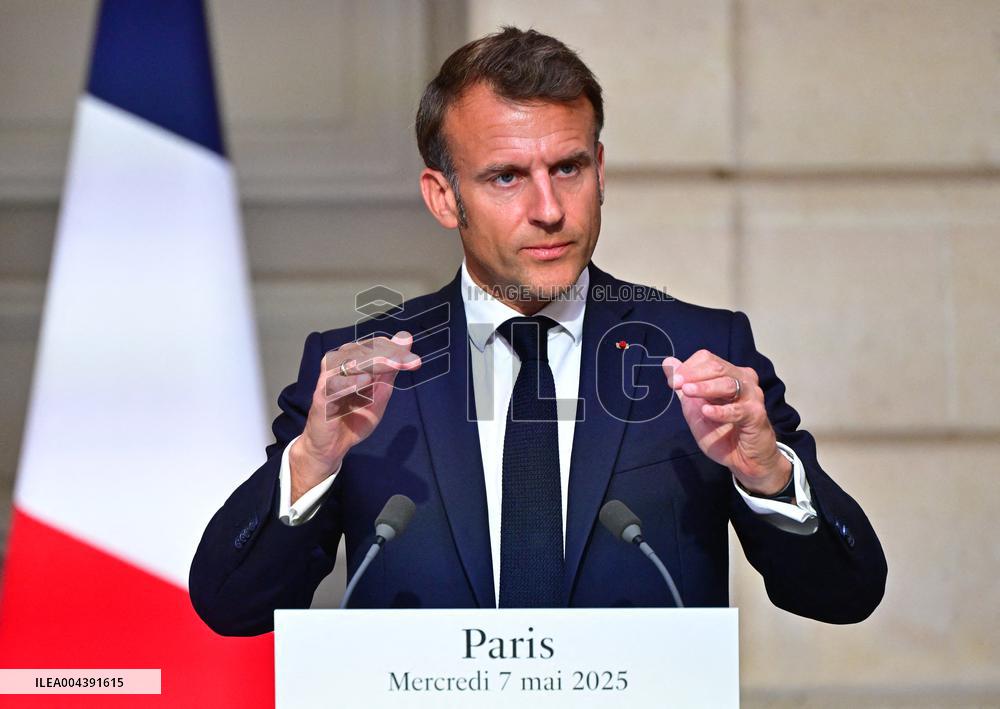 Macron and Merz Hold Joint Press Conference at Elysee - Paris