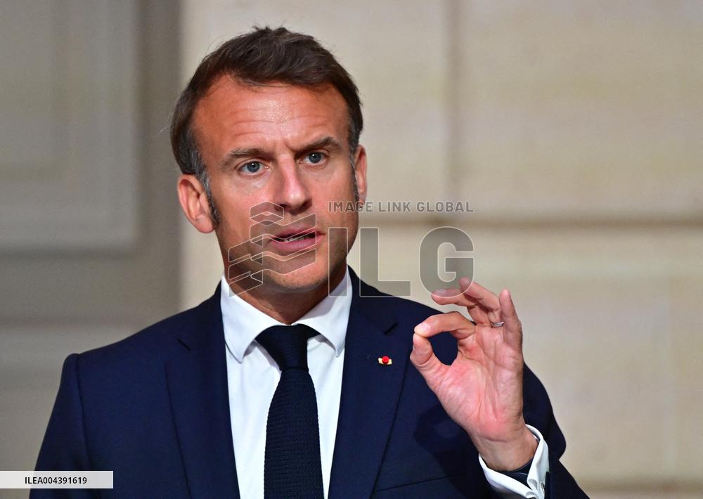 Macron and Merz Hold Joint Press Conference at Elysee - Paris