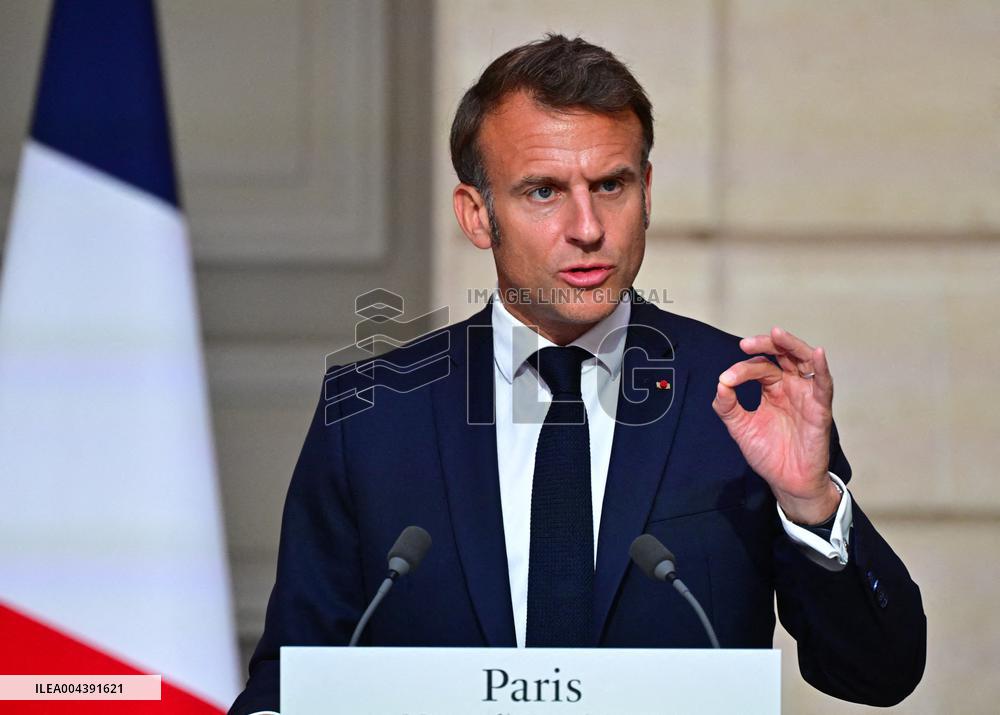 Macron and Merz Hold Joint Press Conference at Elysee - Paris