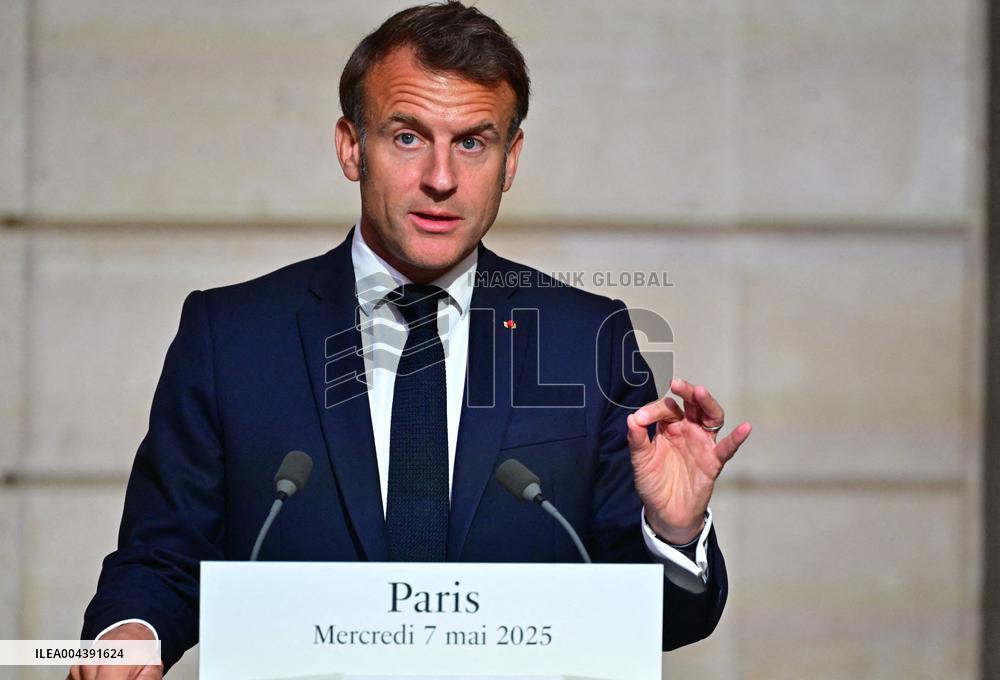 Macron and Merz Hold Joint Press Conference at Elysee - Paris