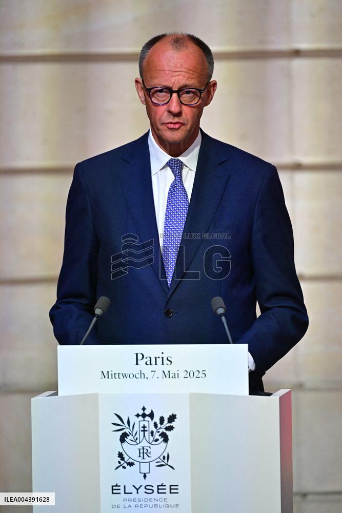 Macron and Merz Hold Joint Press Conference at Elysee - Paris