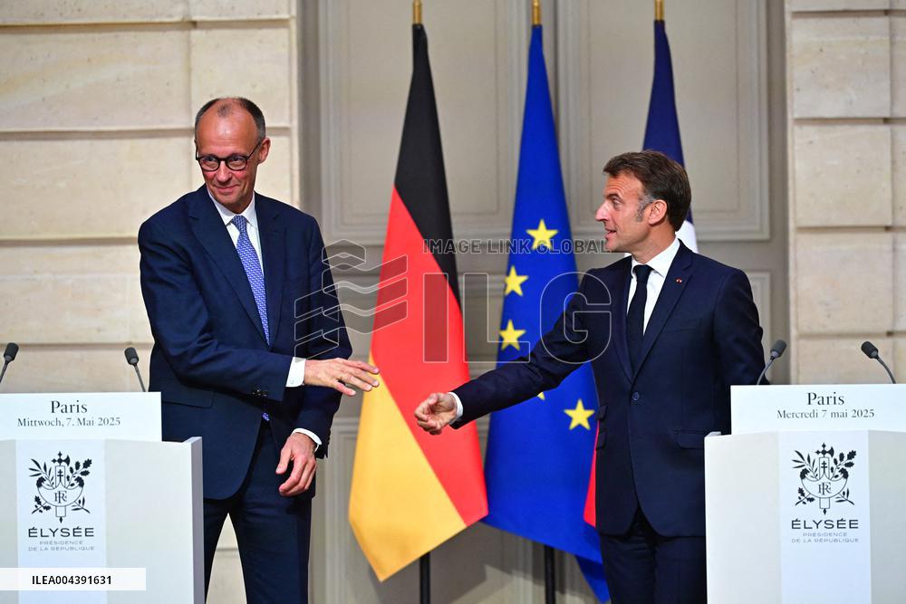 Macron and Merz Hold Joint Press Conference at Elysee - Paris