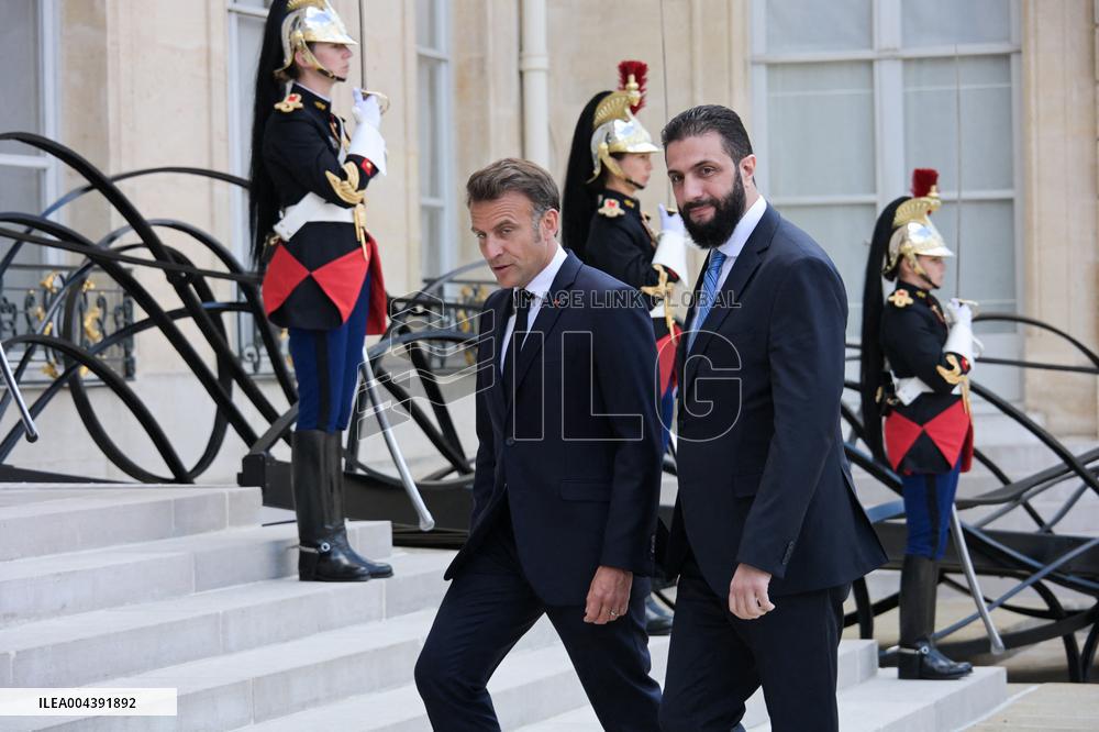 Ahmed Al-Sharaa and Emmanuel Macron at Elysee Palace - Paris