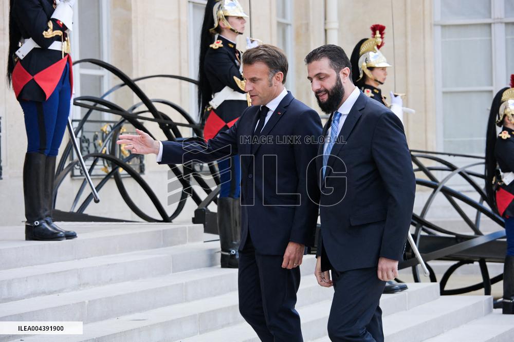 Ahmed Al-Sharaa and Emmanuel Macron at Elysee Palace - Paris