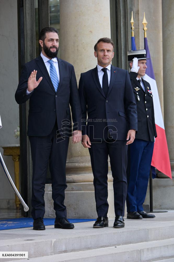 Ahmed Al-Sharaa and Emmanuel Macron at Elysee Palace - Paris