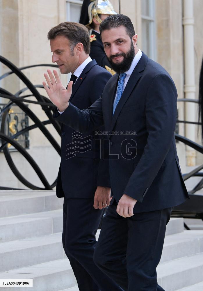 Ahmed Al-Sharaa and Emmanuel Macron at Elysee Palace - Paris