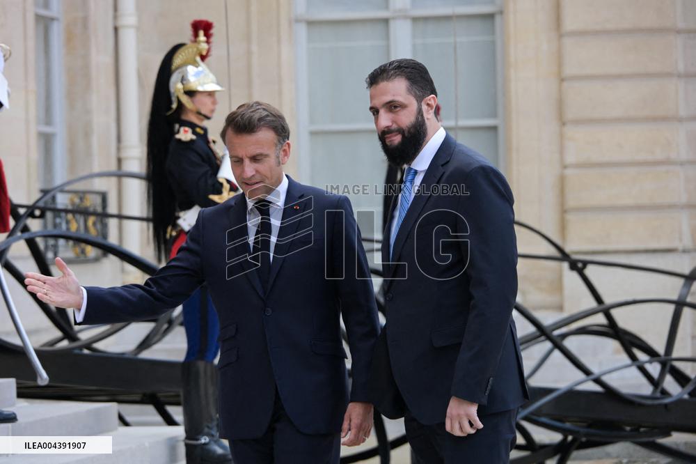 Ahmed Al-Sharaa and Emmanuel Macron at Elysee Palace - Paris