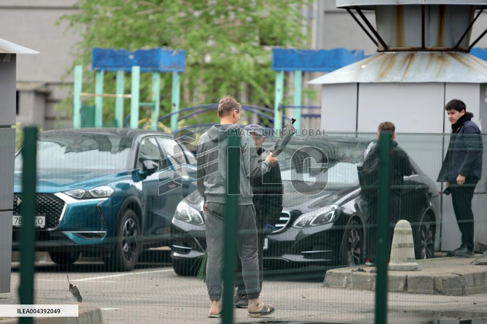 Aftermath of Russian drone attack in Dniprovskyi district of Kyiv