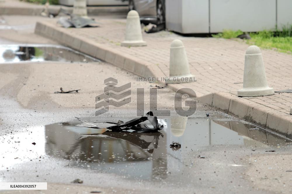 Aftermath of Russian drone attack in Dniprovskyi district of Kyiv