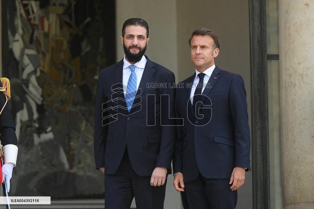 Ahmed Al-Sharaa and Emmanuel Macron at Elysee Palace - Paris