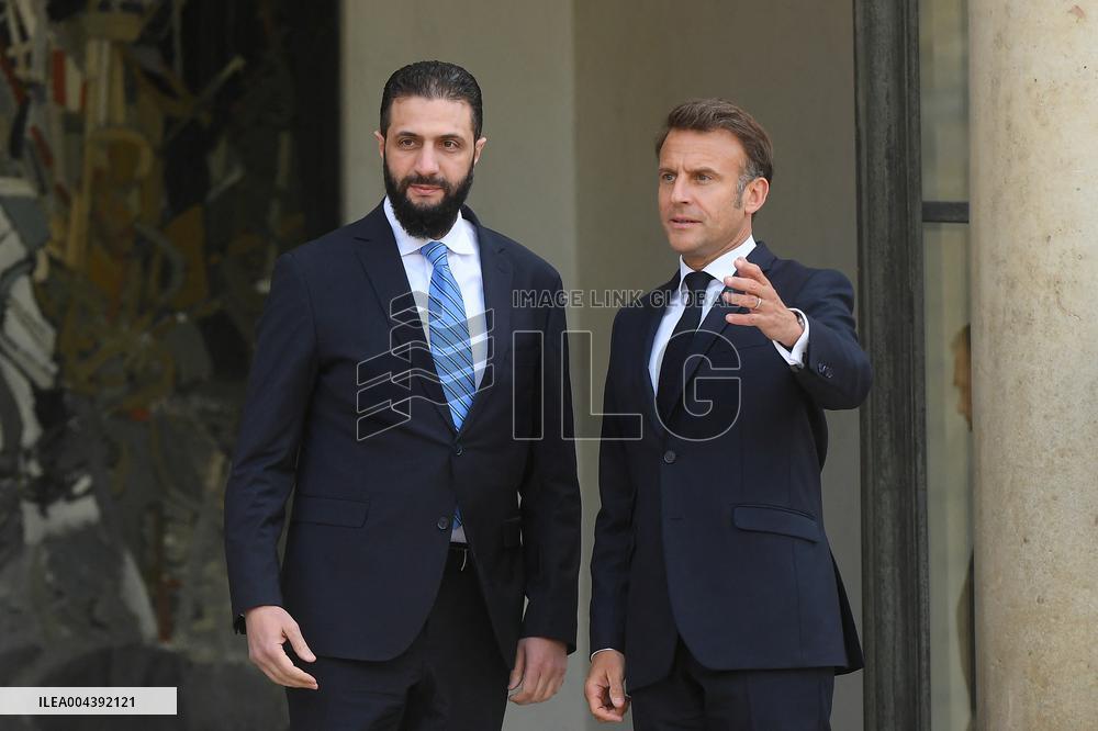 Ahmed Al-Sharaa and Emmanuel Macron at Elysee Palace - Paris
