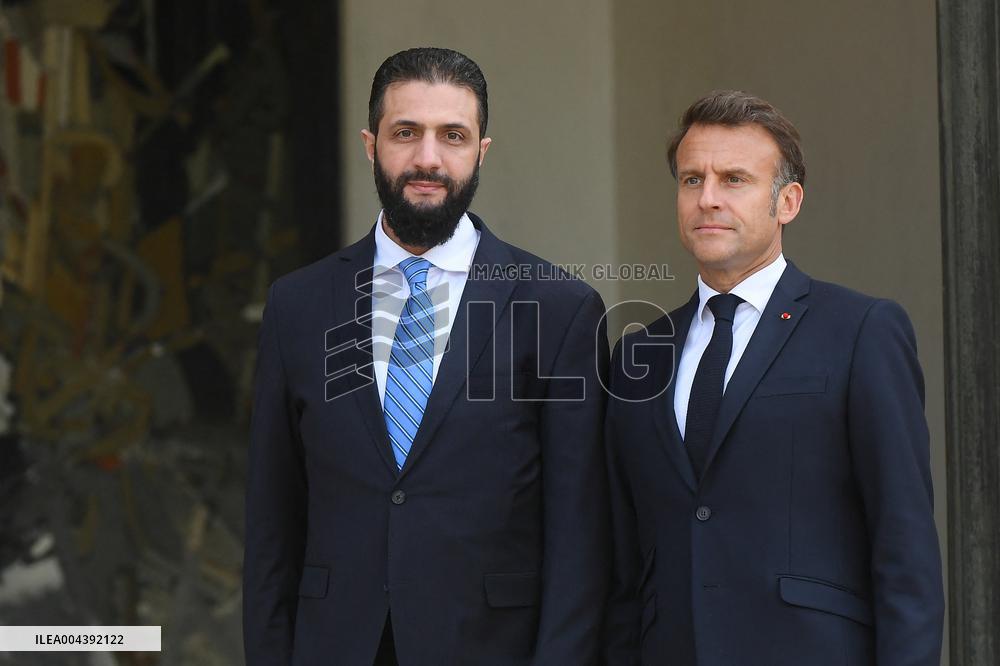 Ahmed Al-Sharaa and Emmanuel Macron at Elysee Palace - Paris