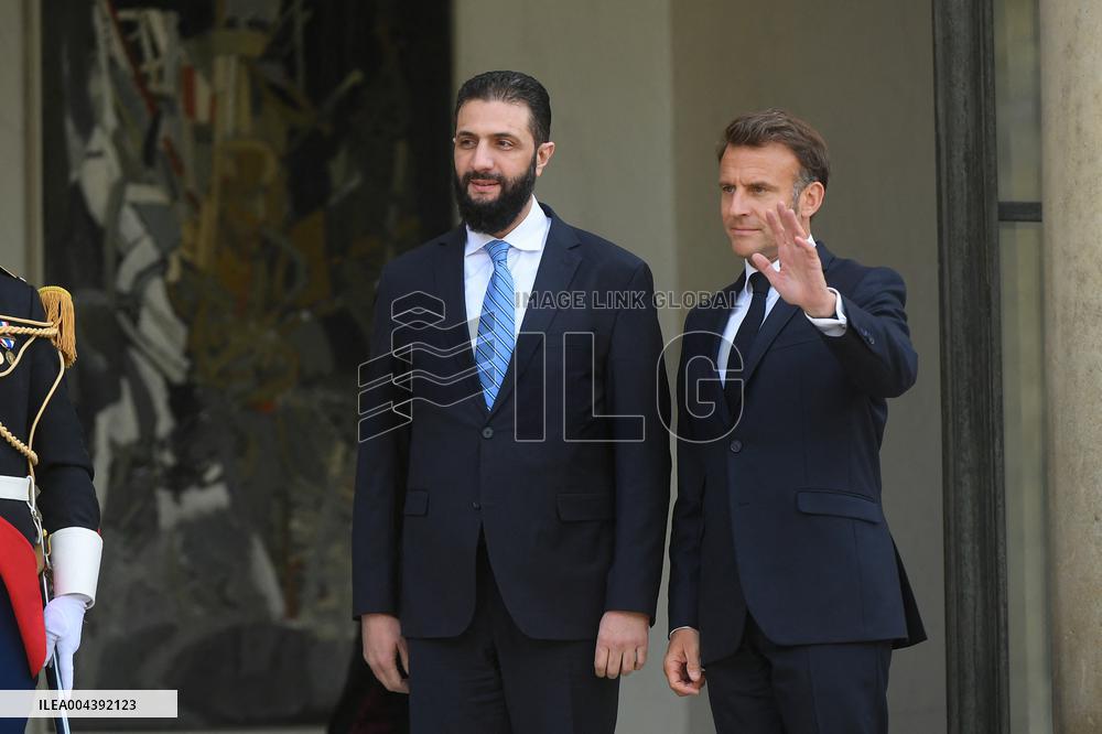 Ahmed Al-Sharaa and Emmanuel Macron at Elysee Palace - Paris
