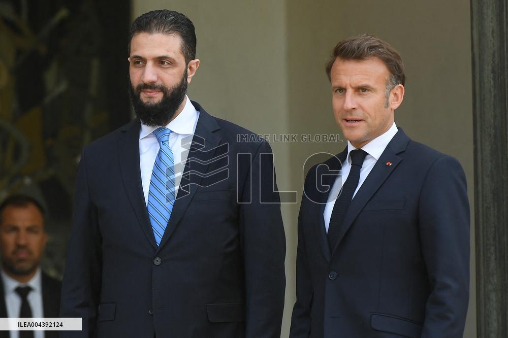 Ahmed Al-Sharaa and Emmanuel Macron at Elysee Palace - Paris