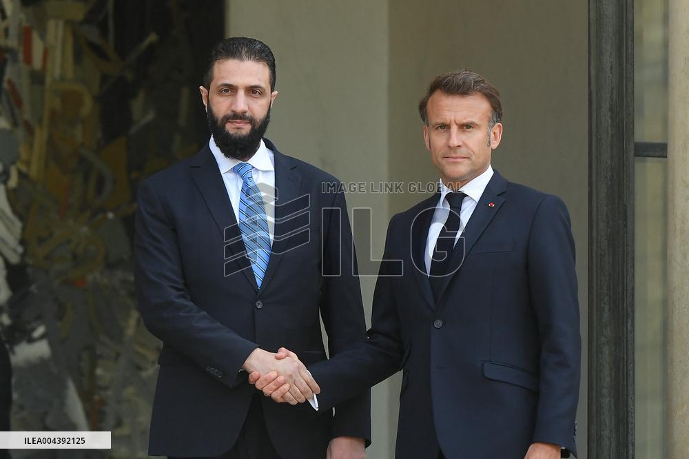 Ahmed Al-Sharaa and Emmanuel Macron at Elysee Palace - Paris