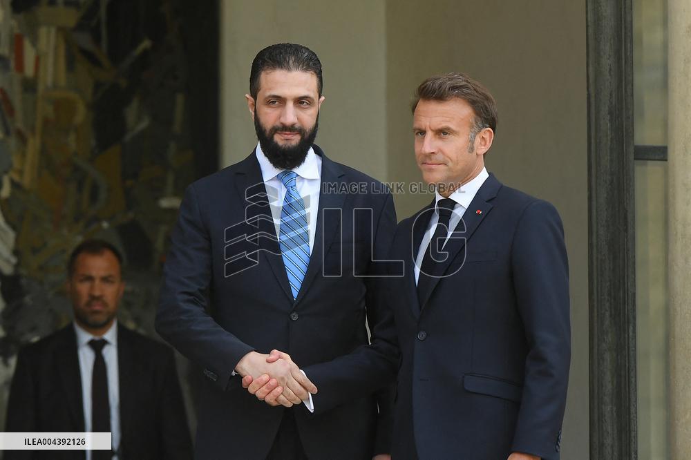 Ahmed Al-Sharaa and Emmanuel Macron at Elysee Palace - Paris