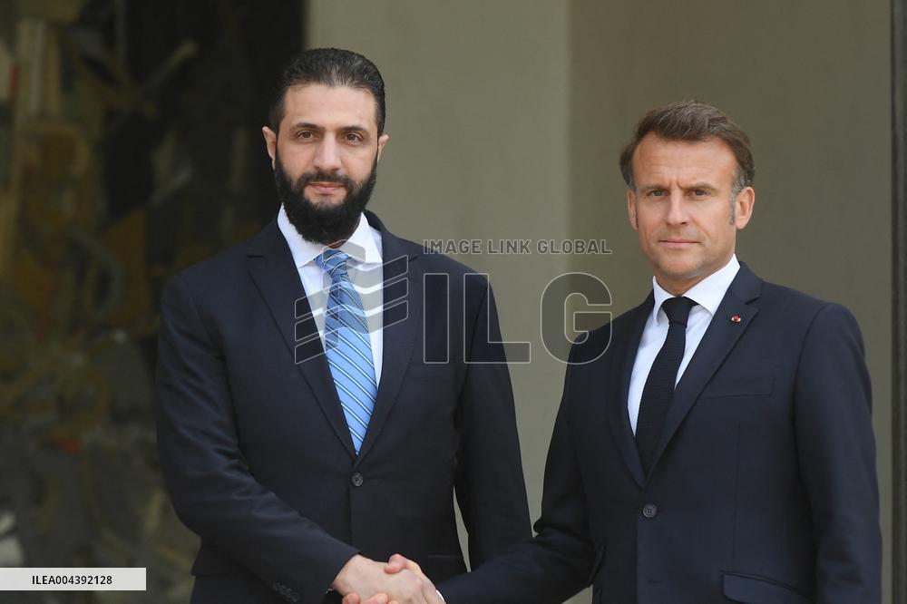 Ahmed Al-Sharaa and Emmanuel Macron at Elysee Palace - Paris