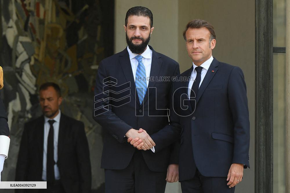Ahmed Al-Sharaa and Emmanuel Macron at Elysee Palace - Paris