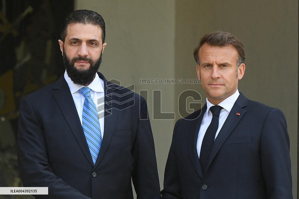 Ahmed Al-Sharaa and Emmanuel Macron at Elysee Palace - Paris