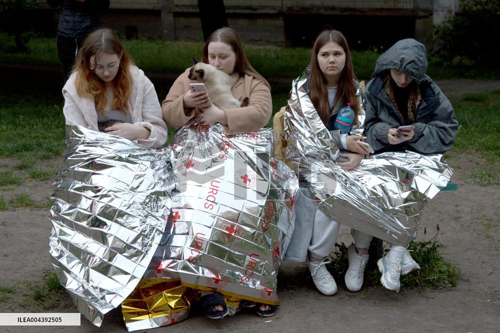 Wreckage of Russian drone damages residential block in Kyiv