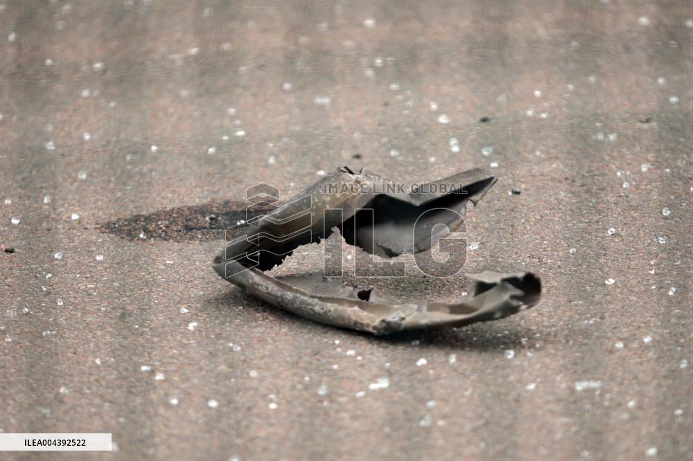 Aftermath of Russian drone attack in Dniprovskyi district of Kyiv