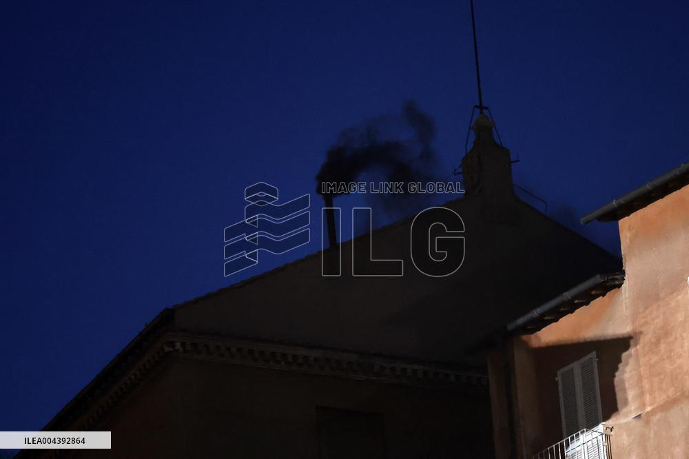 Black Smoke - Conclave To Elect New Pope - Day 1 - Vatican