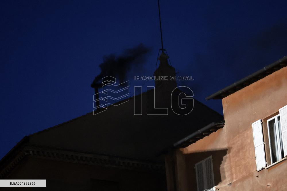 Black Smoke - Conclave To Elect New Pope - Day 1 - Vatican