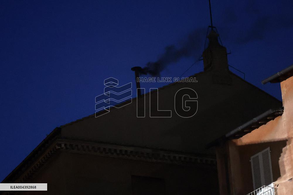 Black Smoke - Conclave To Elect New Pope - Day 1 - Vatican